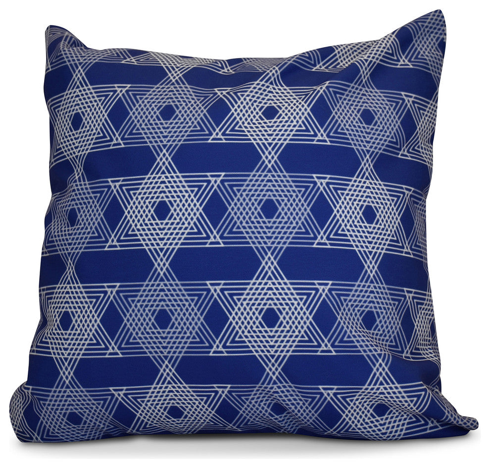 Decorative Holiday Pillow Geometric, Royal Blue, 20"x20"
