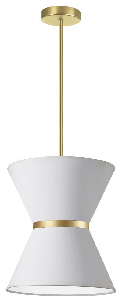White Transitional Pendant With Aged Brass Metal