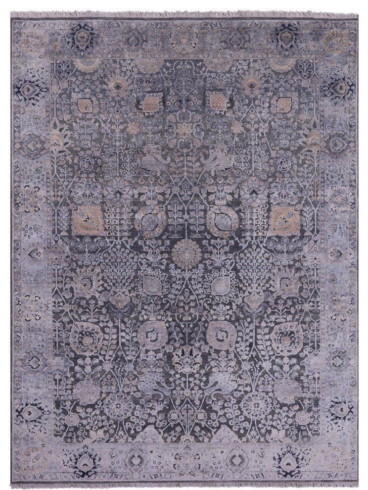 8' 11" X 12' 1" Wool and Silk Persian Handmade Rug Q9097