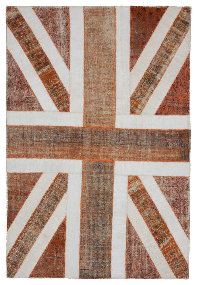 Rug N Carpet - Handwoven Oriental 6' 8'' x 9' 11'' Flag Patchwork Rug