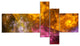 Yellow Pink Rotating Polyhedron, Abstract Canvas Art Print, 60"x32", 5 panels