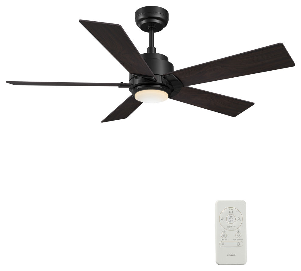 CARRO Modern LED Ceiling Fan with Remote and Dimmable Light, Black, 56"
