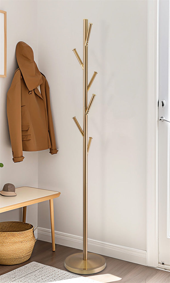 Kira Home Addison 68" 6 Hook Free Standing Metal Coat Rack, Weighted Base