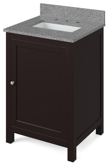 Astoria Transitional 24" Espresso Vanity, Steel Grey Cultured Marble Vanity Top