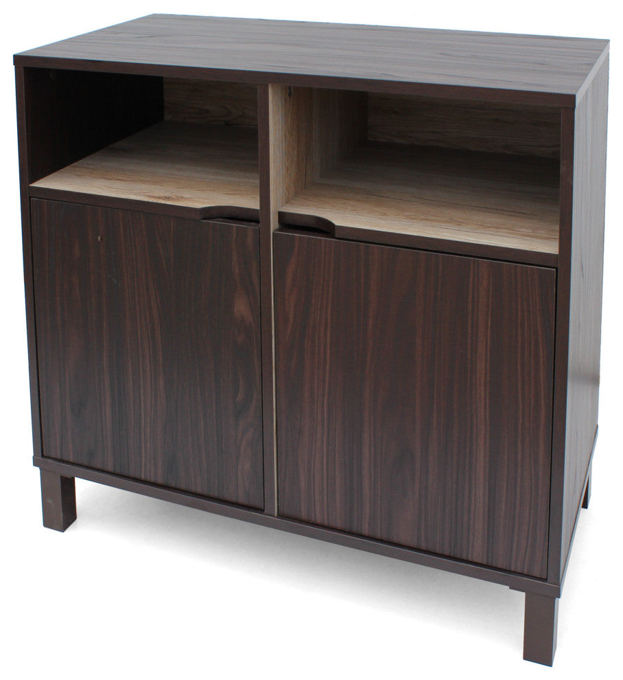 GDF Studio Provence 2-Shelf Walnut Finish Faux Wood Cabinet With Oak Interior, S