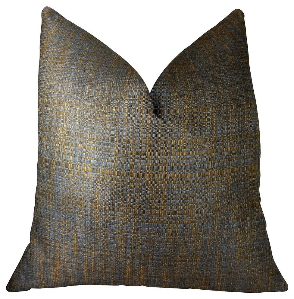 Vibrant Tazanite Blue and Brown Handmade Luxury Pillow, 18"x18"