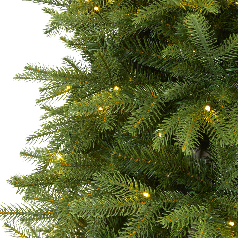 6.5' Vancouver Fir Natural Look Faux Xmas Tree W/ Lights & Bendable Branches
