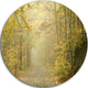 Autumn Forest Path On Misty Morning, Landscape Disc Metal Wall Art, 23"