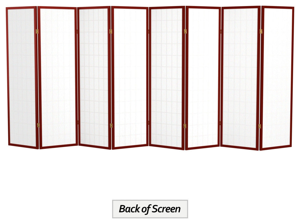 5' Tall Window Pane Shoji Screen, Rosewood, 8 Panels