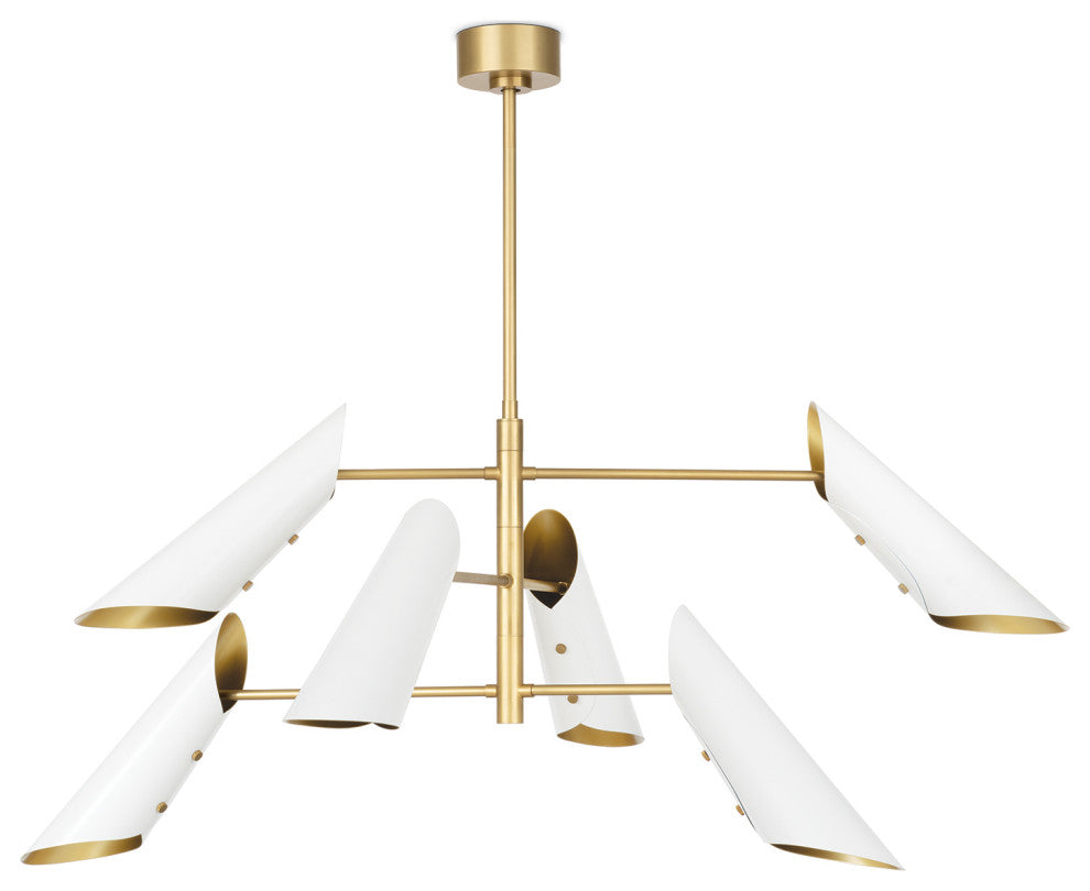 Vest Chandelier, White and Natural Brass