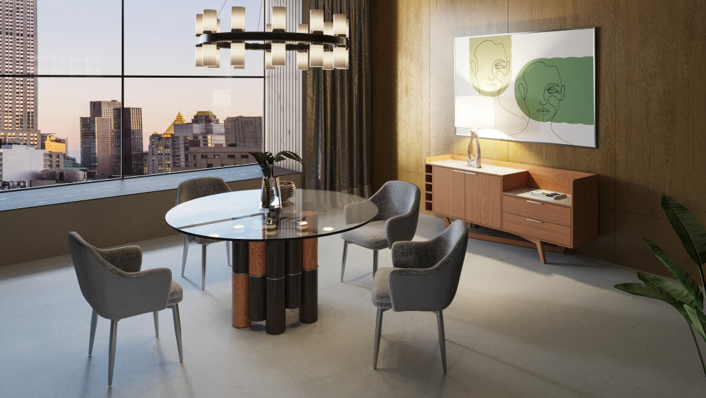 Modrest James Contemporary Walnut and White Buffet