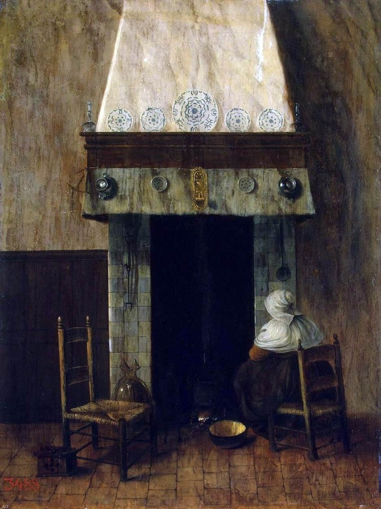 Jacobus Vrel An Old Woman by a Fireplace, 21"x28" Wall Decal