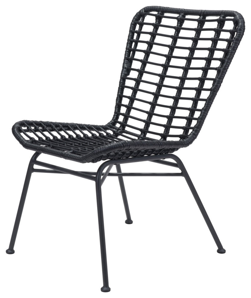 Dining Chair, Set of 2, Aluminum, Metal, Black, Outdoor Patio Balcony Garden