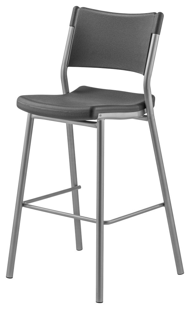 NPS Cafe Time Stool, Charcoal Slate Top and Silver Frame
