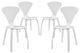 Modern White Vortex Dining Chairs Set of 4