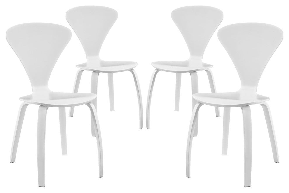 Modern White Vortex Dining Chairs Set of 4
