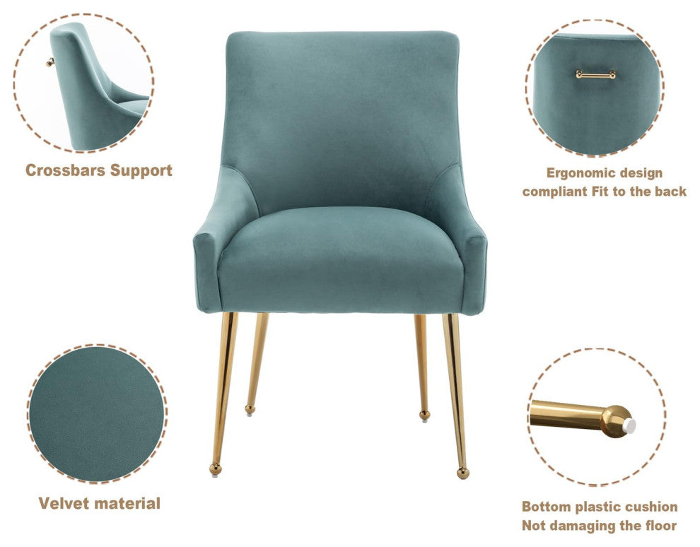 SEYNAR Velvet Dining Chairs, Set of 2, Upholstered Accent Side Chairs, Green