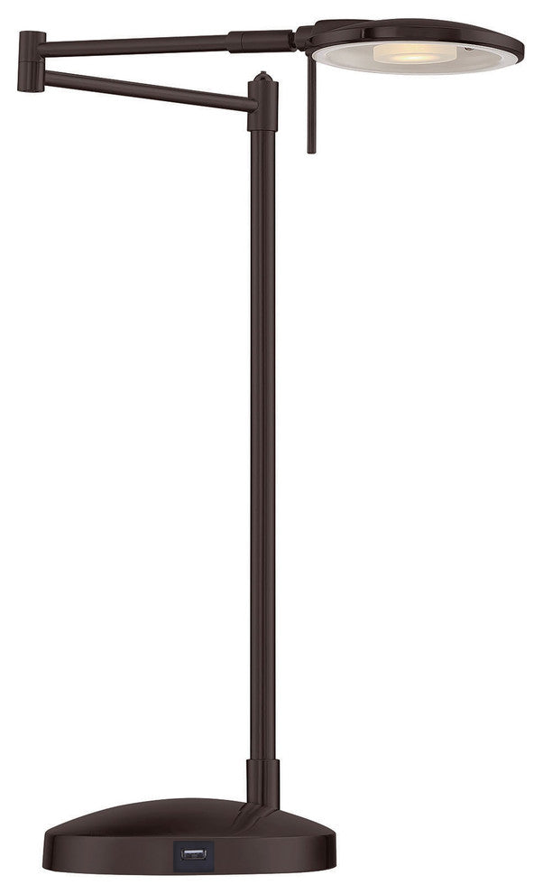 Dessau Turbo Swing-Arm Table Lamp with USB, Bronze