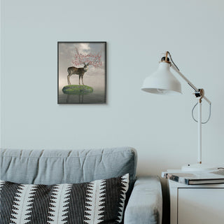 Ocean Elephant Abstract Animal Design, 11"x14", Black Frame