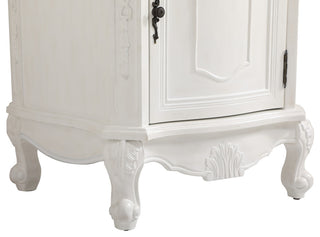 24" Single Bathroom Vanity, Antique White With Ivory White Engineered Marble