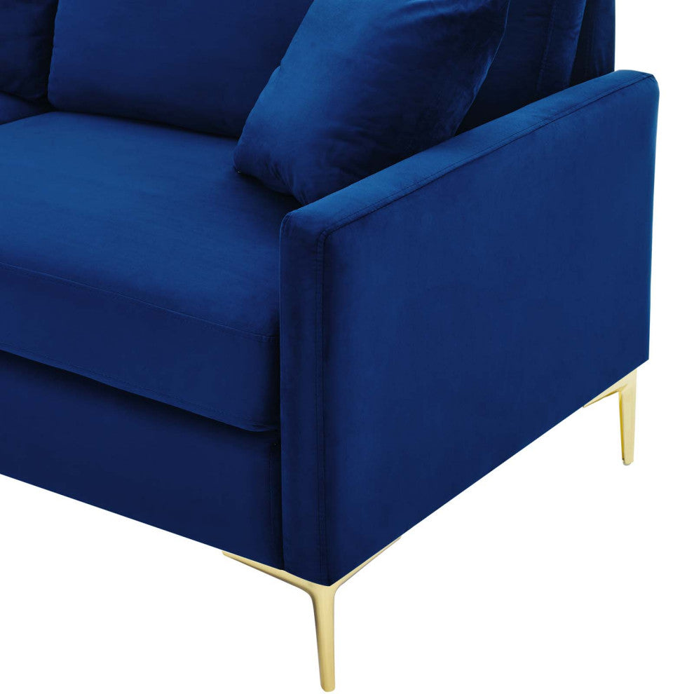 Sofa, Velvet, Blue Navy, Modern, Living Lounge Room Hotel Lobby Hospitality