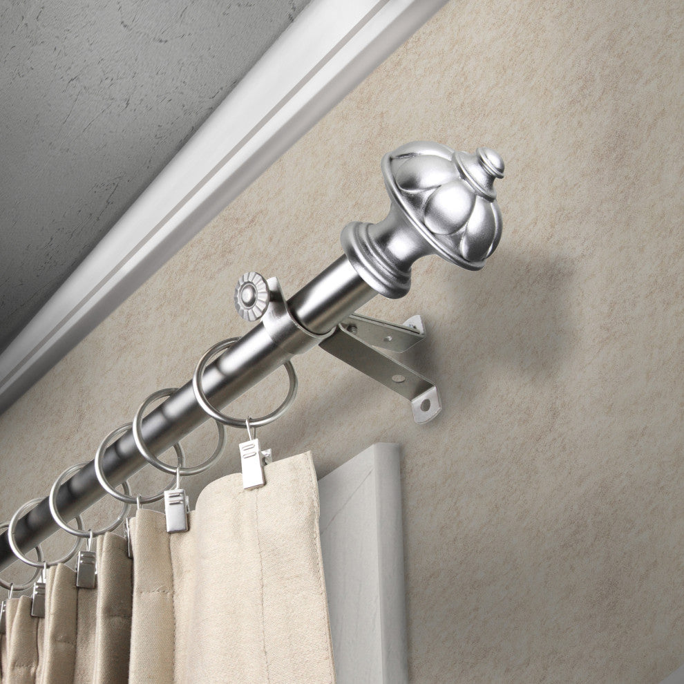 Ellen 13/16" Diameter Curtain Rod, Satin Nickel, 18-28"