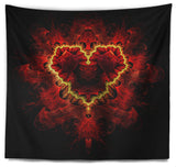 Fractal Red Heart Texture Abstract Wall Tapestry, 39"x32"