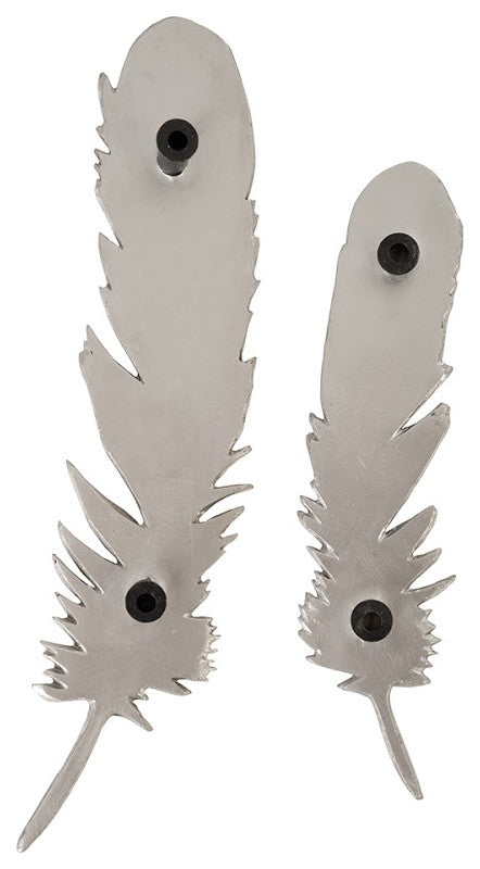 Feathers Wall Art, Silver Leaf, Set of 2