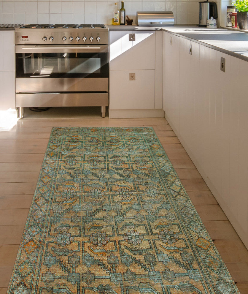 Vintage Distressed Aracy Rust/Grey Runner, 4'11 x 9'9