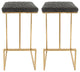 LeisureMod Quincy Leather Bar Stools With Gold Metal Frame Set of 2