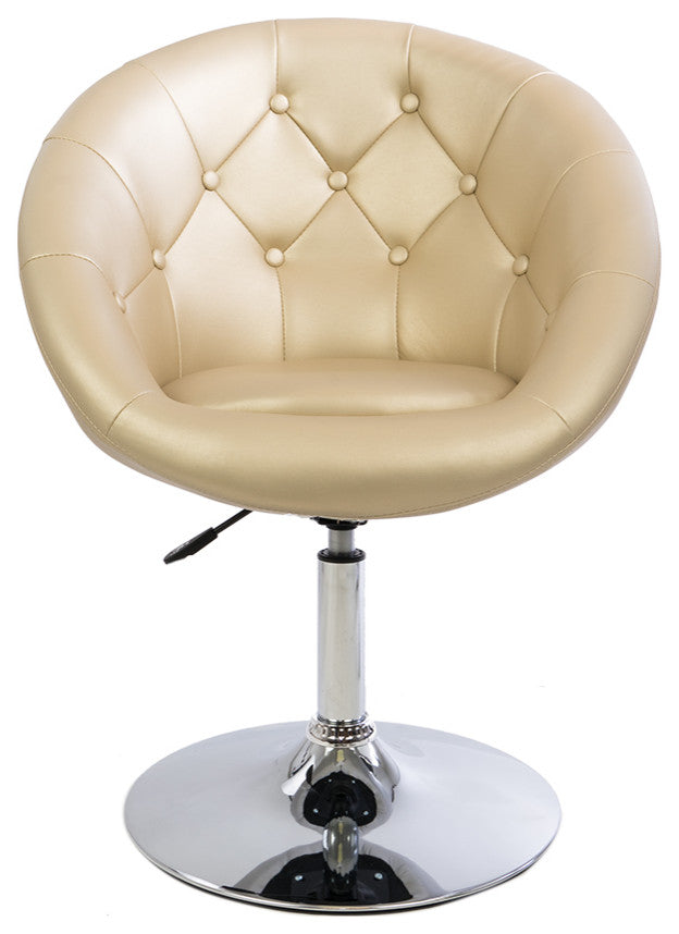 Antoinette Round Tufted Vanity Chair, Champagne Gold
