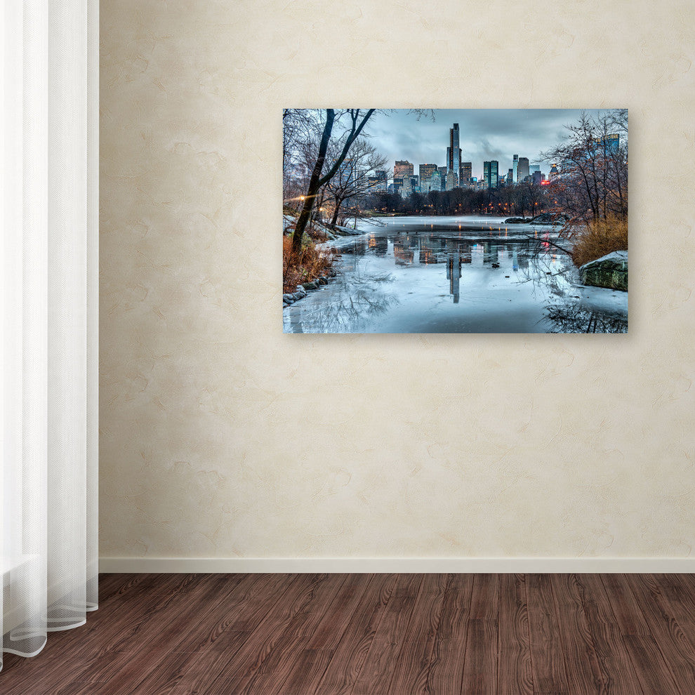 'Frozen Central Park Lake I' Canvas Art by David Ayash