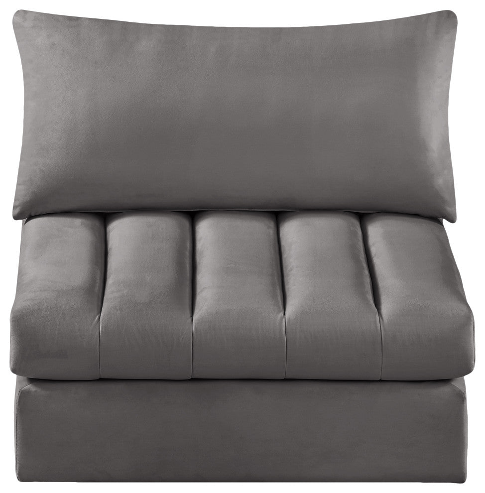 Jacob Velvet Upholstered Modular Armless Chair, Grey