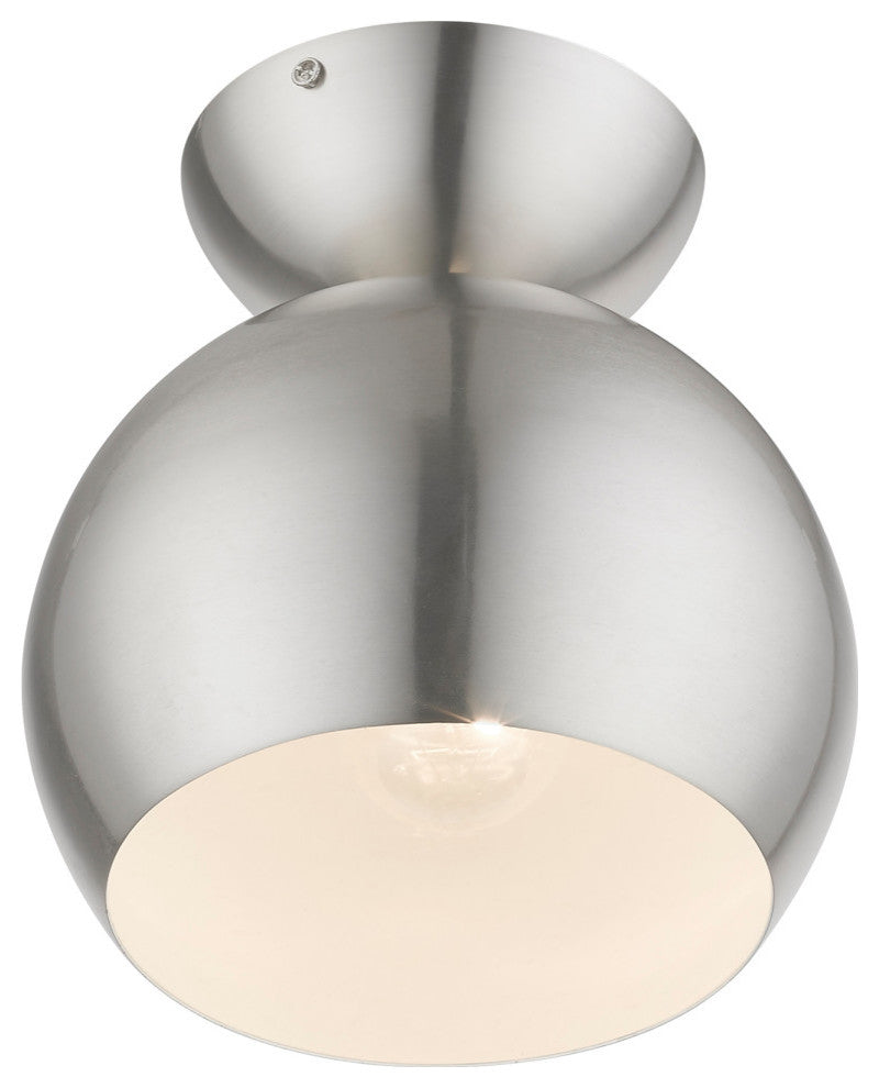 Stockton 1 Light Brushed Nickel Globe Semi-Flush