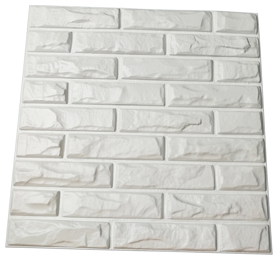 19.7" x 19.7" Art3d PVC 3D Wall Panels White Brick Wall Tiles, Set of 12
