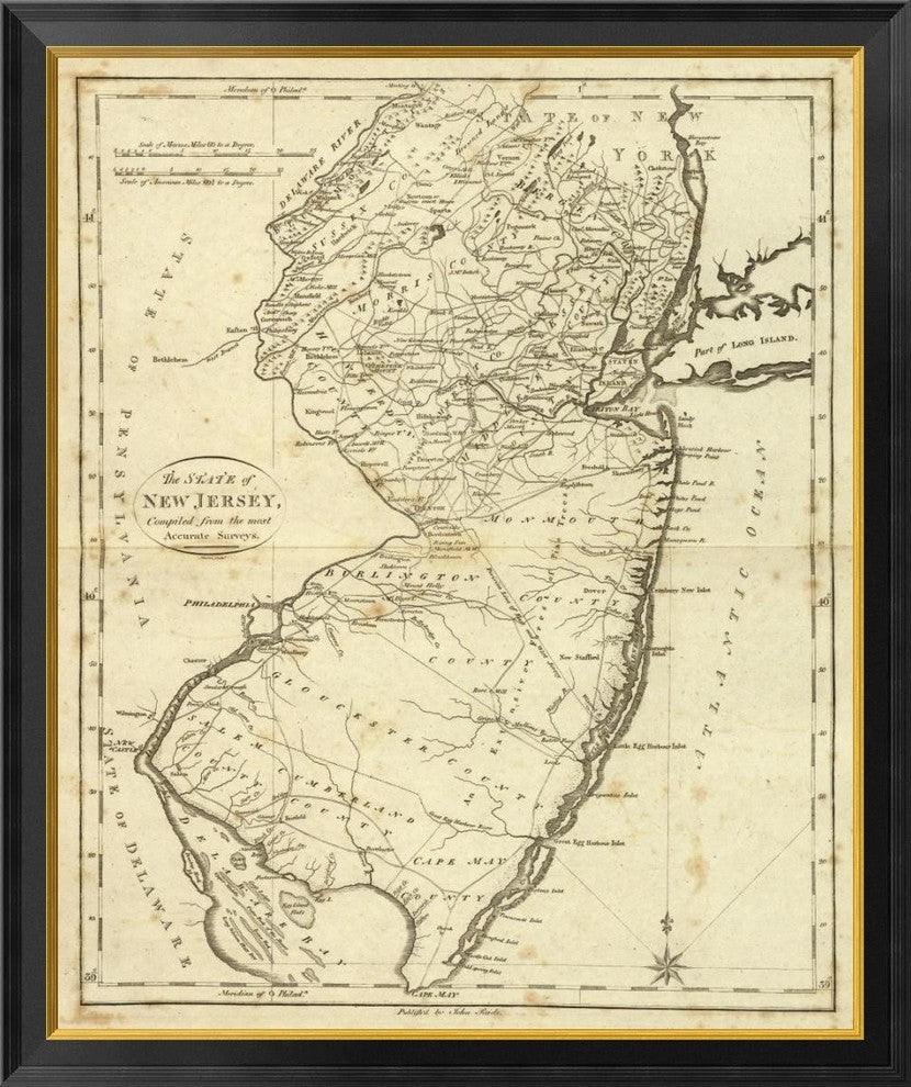 "State of New Jersey, 1796" Framed Canvas Giclee by John Reid, 34x40"