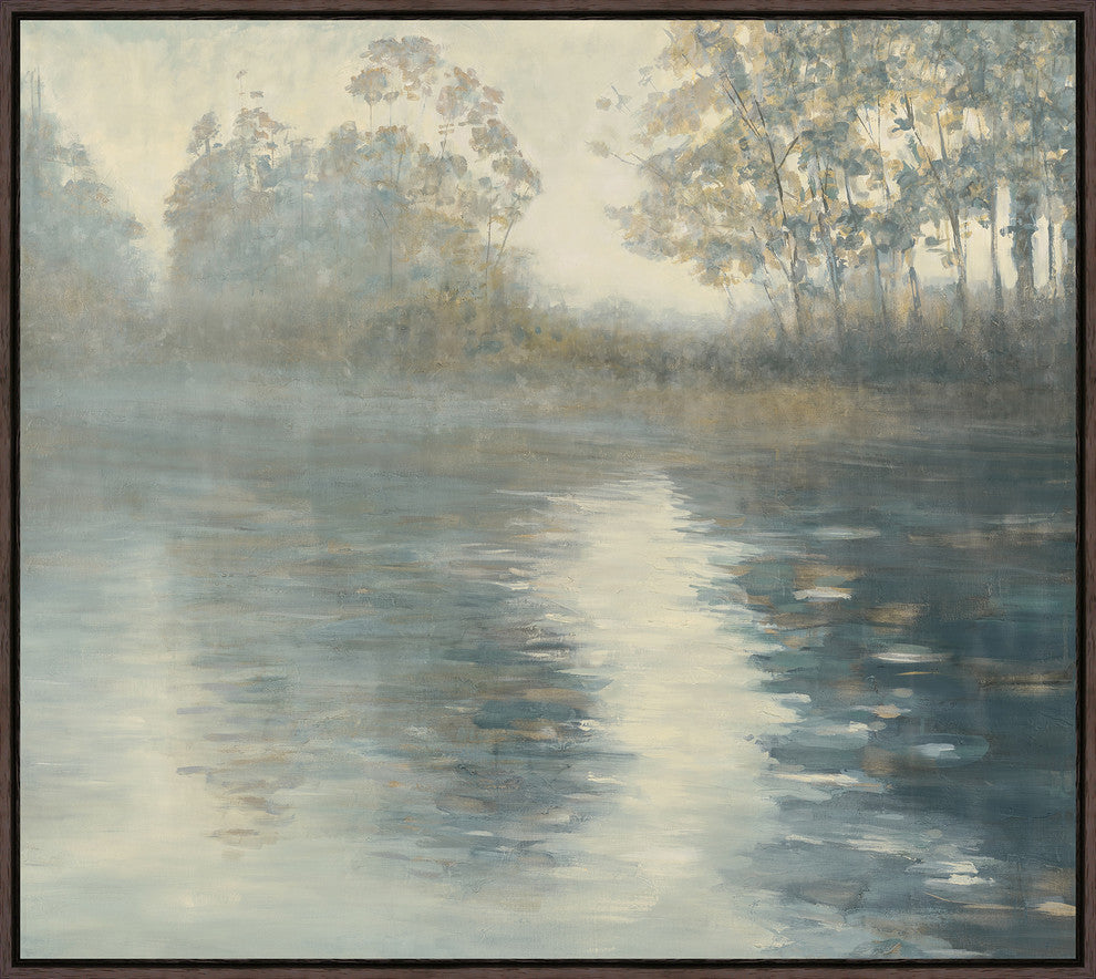 River of Gold, 35.25"x31.25", Espresso Natural Wood Gallery Floater