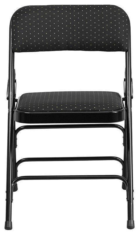 2 Pack HERCULES Triple Braced & Double Hinged Upholstered Folding Chair, Black Pattern