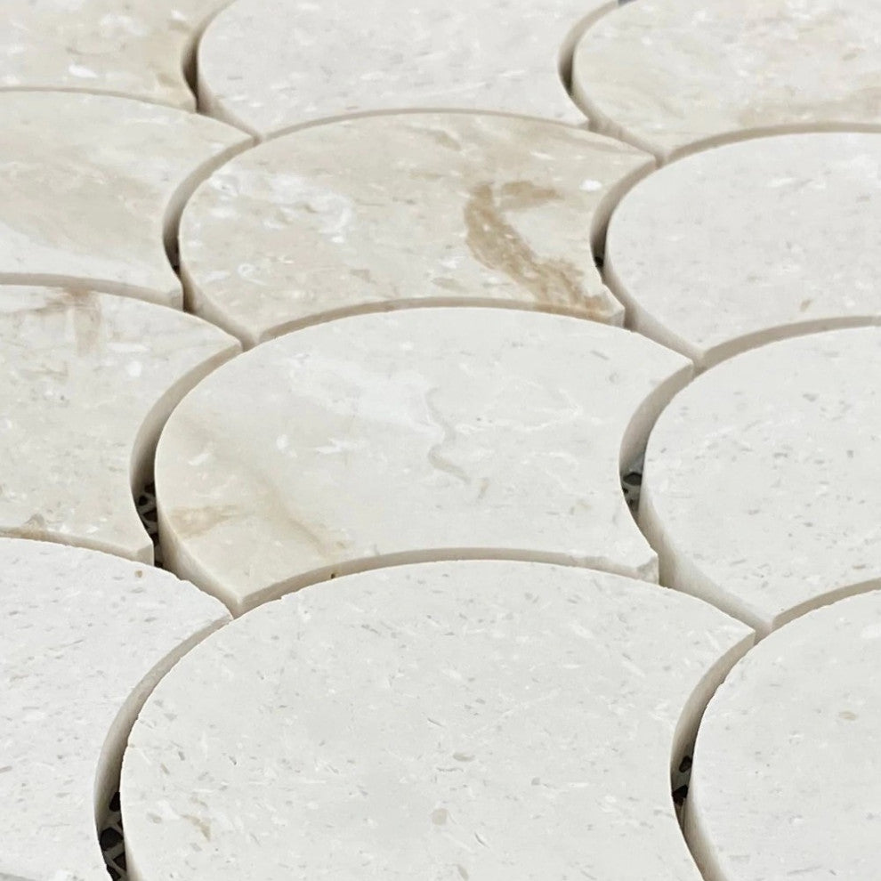 Shell Stone Limestone Laguna Design on 12"x12" Mosaic Tile (10 sqft per box)