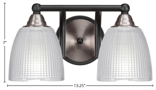 Paramount 2-Light Bath Bar, Matte Black & Brushed Nickel, 5" Clear Ribbed Glass