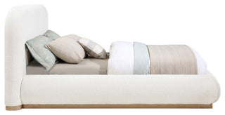 Vaughn Bed, Cream, Full, Boucle Fabric, Natural Finish