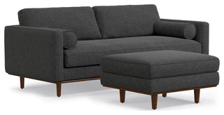 Morrison 89" Sofa and Ottoman Set, Woven-Blend Fabric, Charcoal Gray