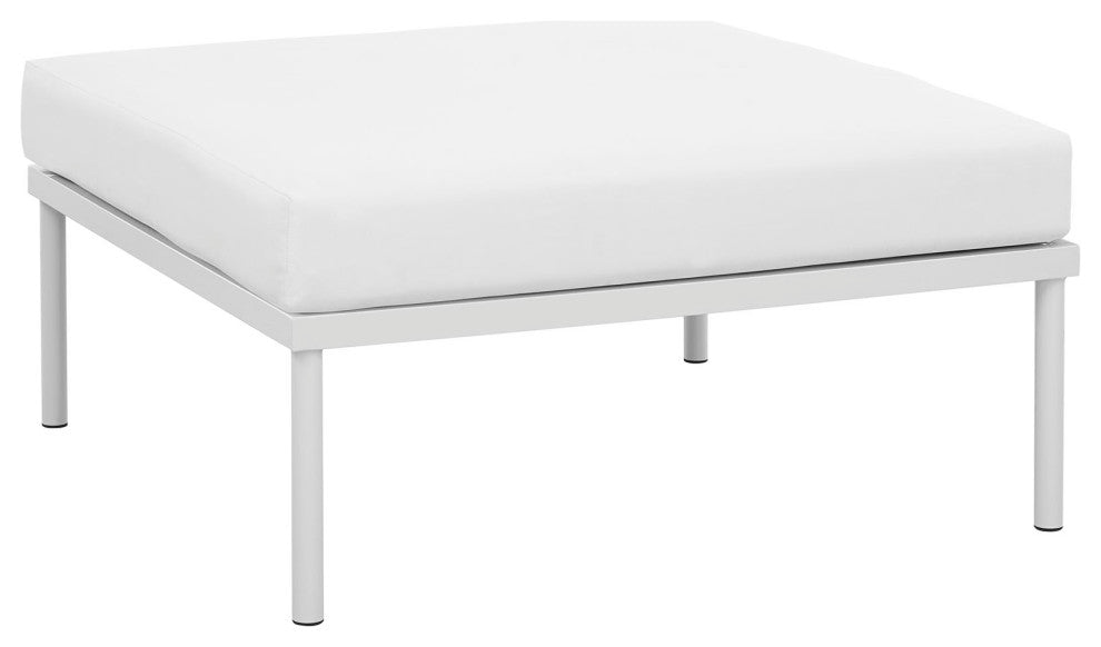Harmony Outdoor Patio Aluminum Ottoman, White White