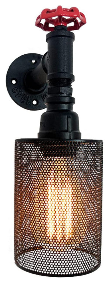 Industrial Pipe wall lamp vintage net black wall sconce