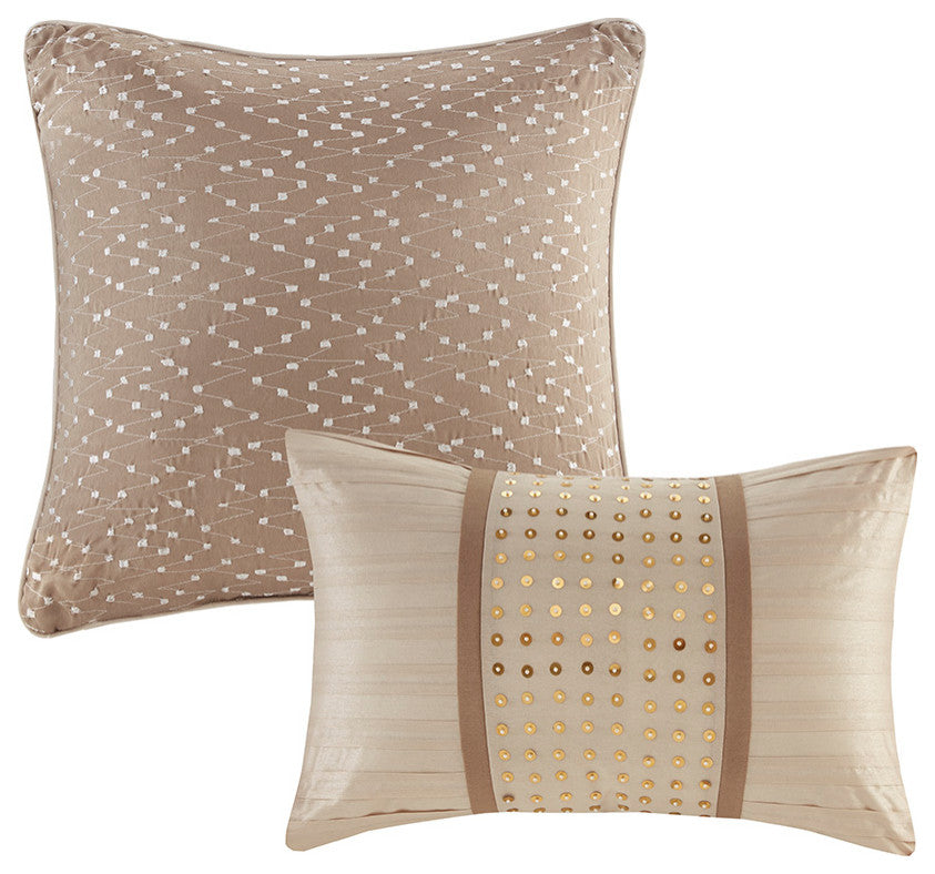 Madison Park Camelia 8 Piece Embroidered Comforter Set in Natural