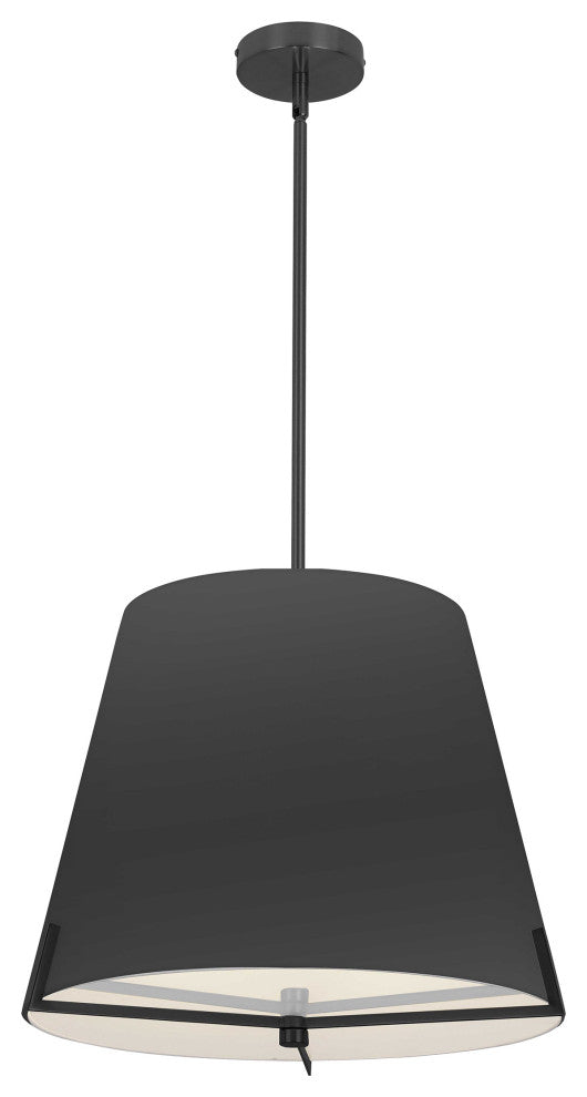 Preston Contemporary 4 Light Black Matte Black Fabric Pendant