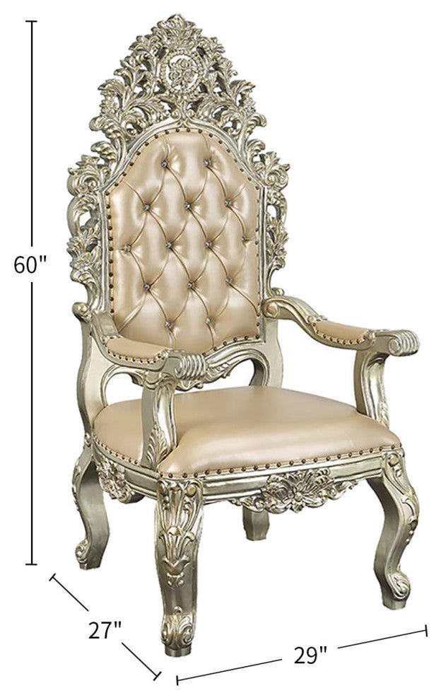 Set of 2 Arm Chair, Antique Gold Finish