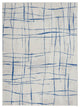 6' X 9' Blue And Ivory Abstract Dhurrie Area Rug
