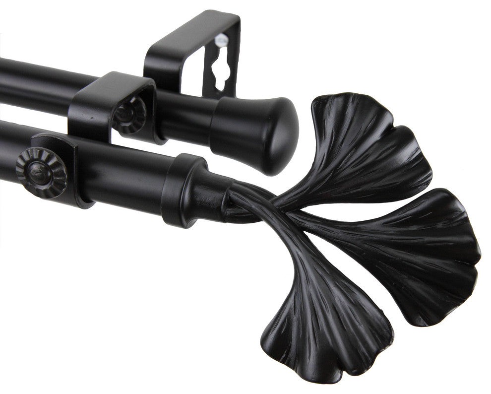 Florence 13/16" Double Corner Window Curtain Rod, Black, 48-84"