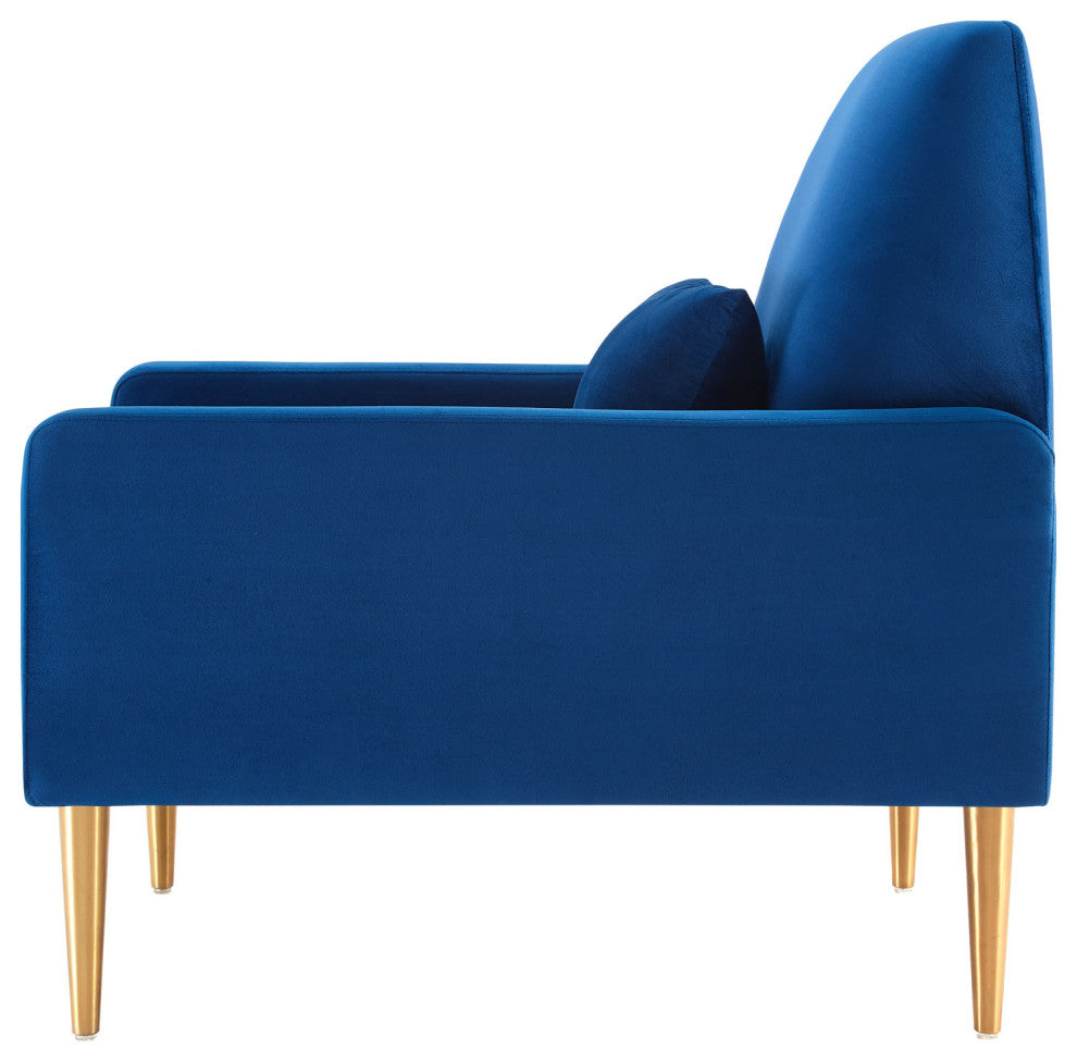 Armchair Accent Chair, Blue Navy, Velvet, Modern, Mid Century Hotel Lounge Cafe
